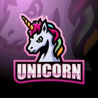 Unicorn mascot esport logo design vector