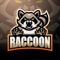 diseño de logotipo de esport de mascota de mapache vector