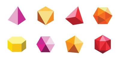 Set of colorful flat 3d geometric shapes. Abstract graphic elements for design
