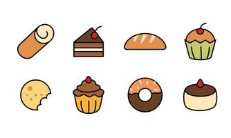 set of cute cake in cartoon icon style. simple food illustration design. vector