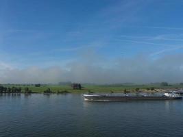 the Rhine river near Wesel in the morning photo