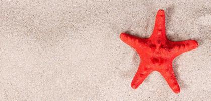starfish on the sand top view banner or billboard copy space mock up, summer concept background photo