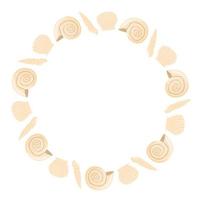 Empty seashell round frame vector isolated illustration