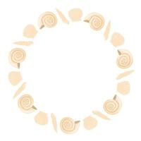 Empty seashell round frame vector isolated illustration