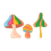 Psychedelic colorful fantasy mushrooms vector isolated illustrations