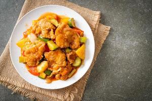 Stir fried sweet and sour sauce with pork photo