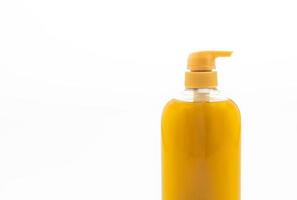liquid soap bottle on white background photo