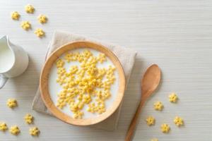 cereals with fresh milk photo