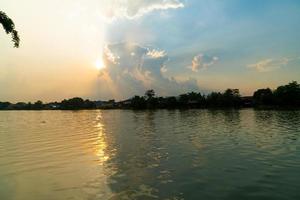 river view and beautiful sunset with cloudy photo