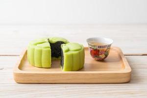 Chinese moon cake green tea flavour photo