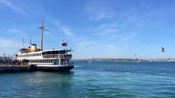 Kadikoy,istanbul,Turkey. May 8,2022.Bosphorus and city line ferries view from Kadikoy district and pier in istanbul. video