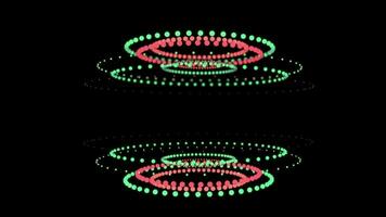 obiettivo hud. animazione dell'interfaccia utente concettuale di cerchi rotanti. sfondo punteggiato astratto e sfera rotante. video