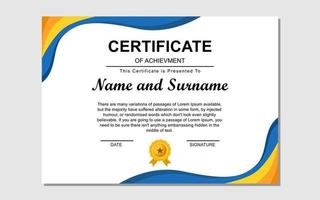 certificate design in orange and blue. vector