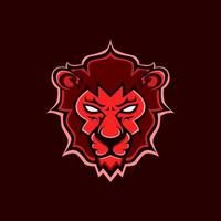 lion head illustration in red color for mascot logo. vector
