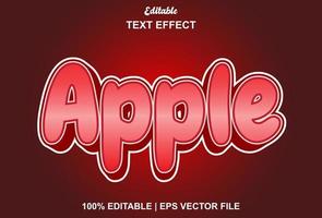 apple text effect with red color editable. vector