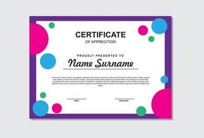 purple color abstract style certificate template design. vector