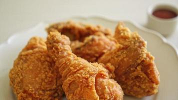 fried chicken with ketchup on plate - unhealthy food video