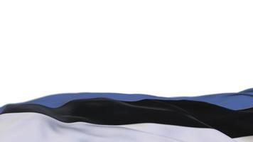 Estonia fabric flag waving on the wind loop. Estonian embroidery stiched cloth banner swaying on the breeze. Half-filled white background. Place for text. 20 seconds loop. 4k video