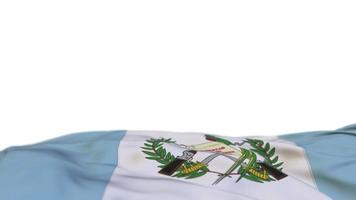 bandeira de tecido da guatemala acenando no loop de vento. bordado guatemalteco bandeira de pano costurada balançando na brisa. fundo branco meio cheio. lugar para texto. Ciclo de 20 segundos. 4k video