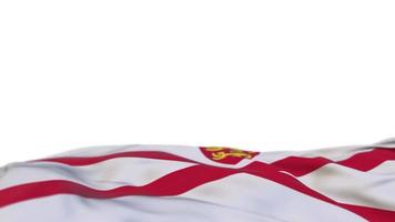 Jersey fabric flag waving on the wind loop. Jersky embroidery stiched cloth banner swaying on the breeze. Half-filled white background. Place for text. 20 seconds loop. 4k video