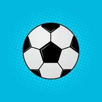 balón de fútbol sobre fondo azul. pancarta de fútbol en estilo pop art. vector