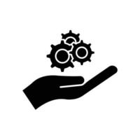 Hand icon with gear. suitable for repair symbol, setting. solid icon style. simple design editable. Design template vector