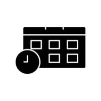 Calendar icon with clock. schedule symbol, agenda. solid icon style. suitable for business icon. simple design editable. Design template vector