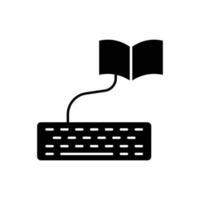 vector icon Input data online. keyboard, open book. Solid icon style, glyph. Simple design illustration editable
