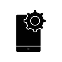 Mobile phone icon with gear. suitable for repair symbol, setting. solid icon style. simple design editable. Design template vector