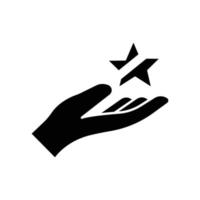 Star icon with hand. suitable for favorite symbol, superior, featured, best. solid icon style. simple design editable. Design template vector