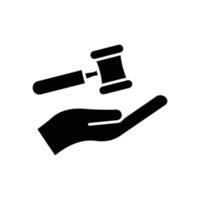 Hand icon with hammer of law . suitable for symbol of justice, law day. solid icon style. simple design editable. Design template vector