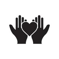Heart icon vector with hand. suitable for affection symbol. solid icon style. simple design editable. Design simple illustration