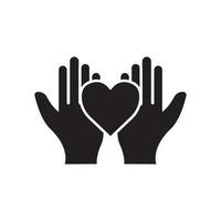 Heart icon vector with hand. suitable for affection symbol. solid icon style. simple design editable. Design simple illustration