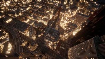 nachtoriëntatiepunt en luchtfoto van de stad