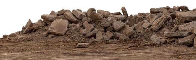 Isolate pile of concrete debris. photo