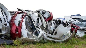 Isolate pile of bumper cars from the garage. photo