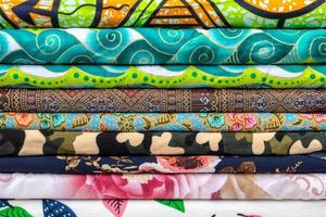 Background, texture, colorful fabric, different patterns. photo