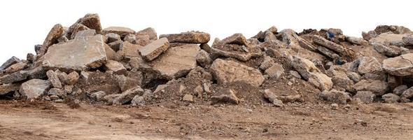 Isolate pile of concrete debris. photo