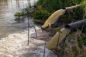 Water flows from the sewer to the canal. photo