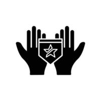 Star icon with hand and pentagon. suitable for favorite symbol, superior, featured, best. solid icon style. simple design editable. Design template vector