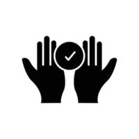 Hand icon with check mark. solid icon style. suitable for done symbol, completed. simple design editable. Design template vector