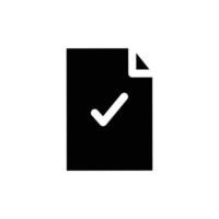 Document icon with check mark. solid icon style. suitable for document check completed icon. simple design editable. Design template vector