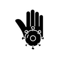 Hand icon with virus. stop virus. suitable for vaccine symbol, health. solid icon style. simple design editable. Design template vector