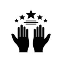 Star icon with hand. suitable for favorite symbol, superior, featured, best. solid icon style. simple design editable. Design template vector