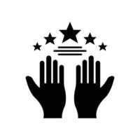 Star icon with hand. suitable for favorite symbol, superior, featured, best. solid icon style. simple design editable. Design template vector