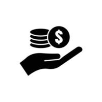 Hand icon with dollar. solid icon style. suitable for currency symbol, business. simple design editable. Design template vector