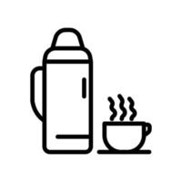 termo de agua caliente y vector de icono de taza de café. bebida caliente. estilo de icono de línea. diseño simple editable. diseño simple ilustración