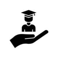 Education icon vector. student with hand. Solid icon style, glyph. Simple design illustration editable vector