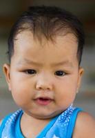 Curious and smiling faces of children photo