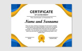certificate design in orange and blue. vector